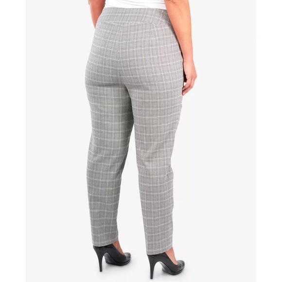 NY Collection Plaid Slim-Fit Ankle Pants - Picture 2 of 6